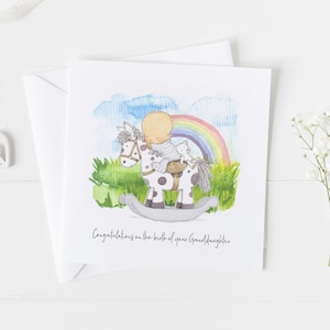 Rainbow Baby Card, Kid New Baby Card Personalizado Boy Girl, Felicitaciones eres una nueva tarjeta de abuelo, hermana mayor Nueva tarjeta de madre