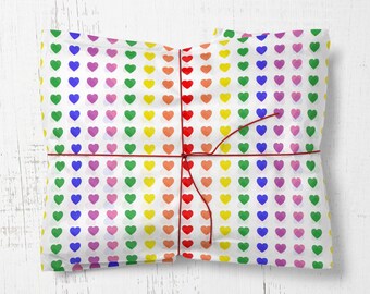LGBTQ Rainbow Heart Wrapping paper, Valentine Love heart gift wrap, gay lesbian bisexual transgender queer, love is love, wife husband lover