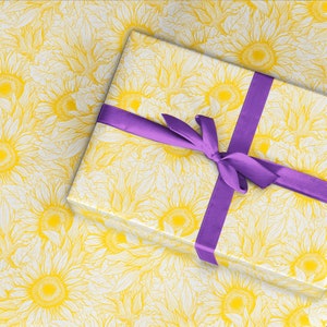 Rolo de papel de embrulho, papel de embrulho de girassol, papel de embrulho de presente para o dia das mães, papel de embrulho de presente floral aquarela com flores