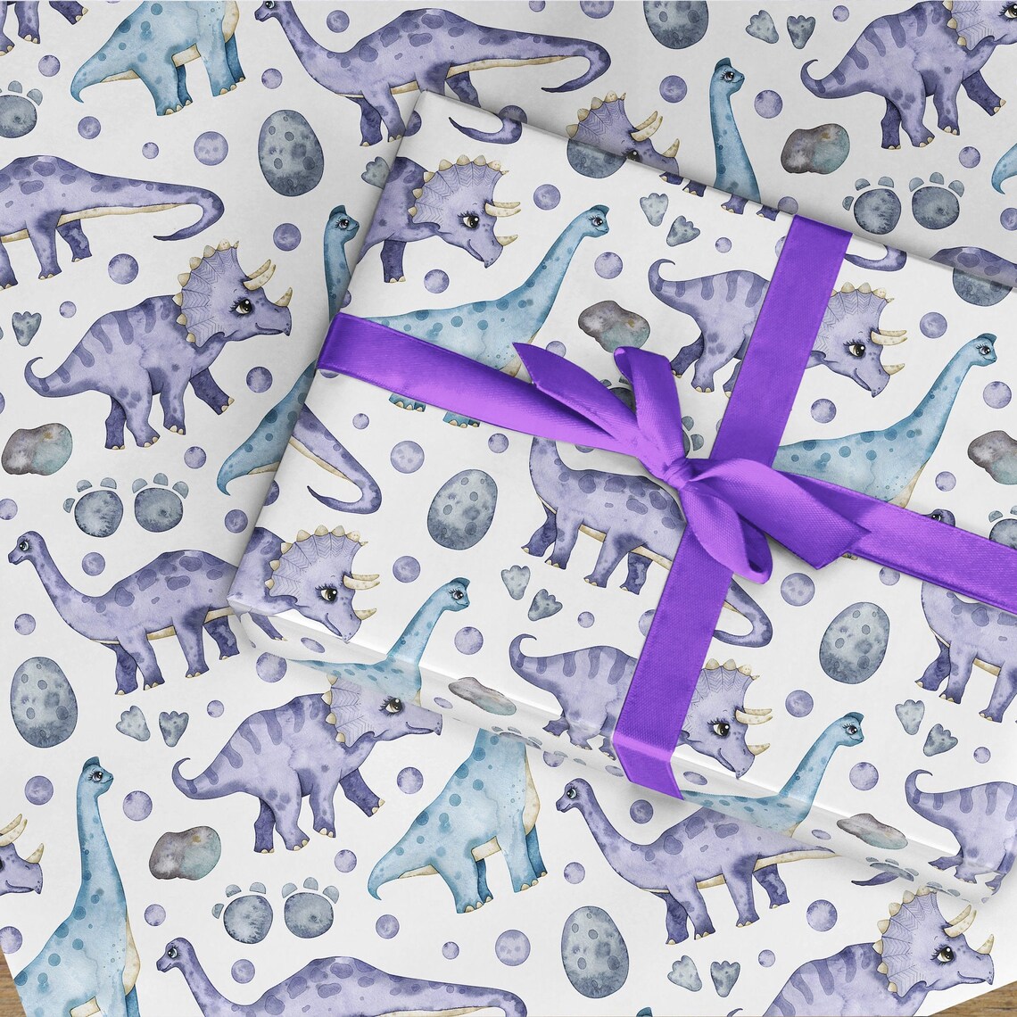 Dinosaur Wrapping Paper Dino Gift Wrap Kids Wrapping Paper Etsy UK