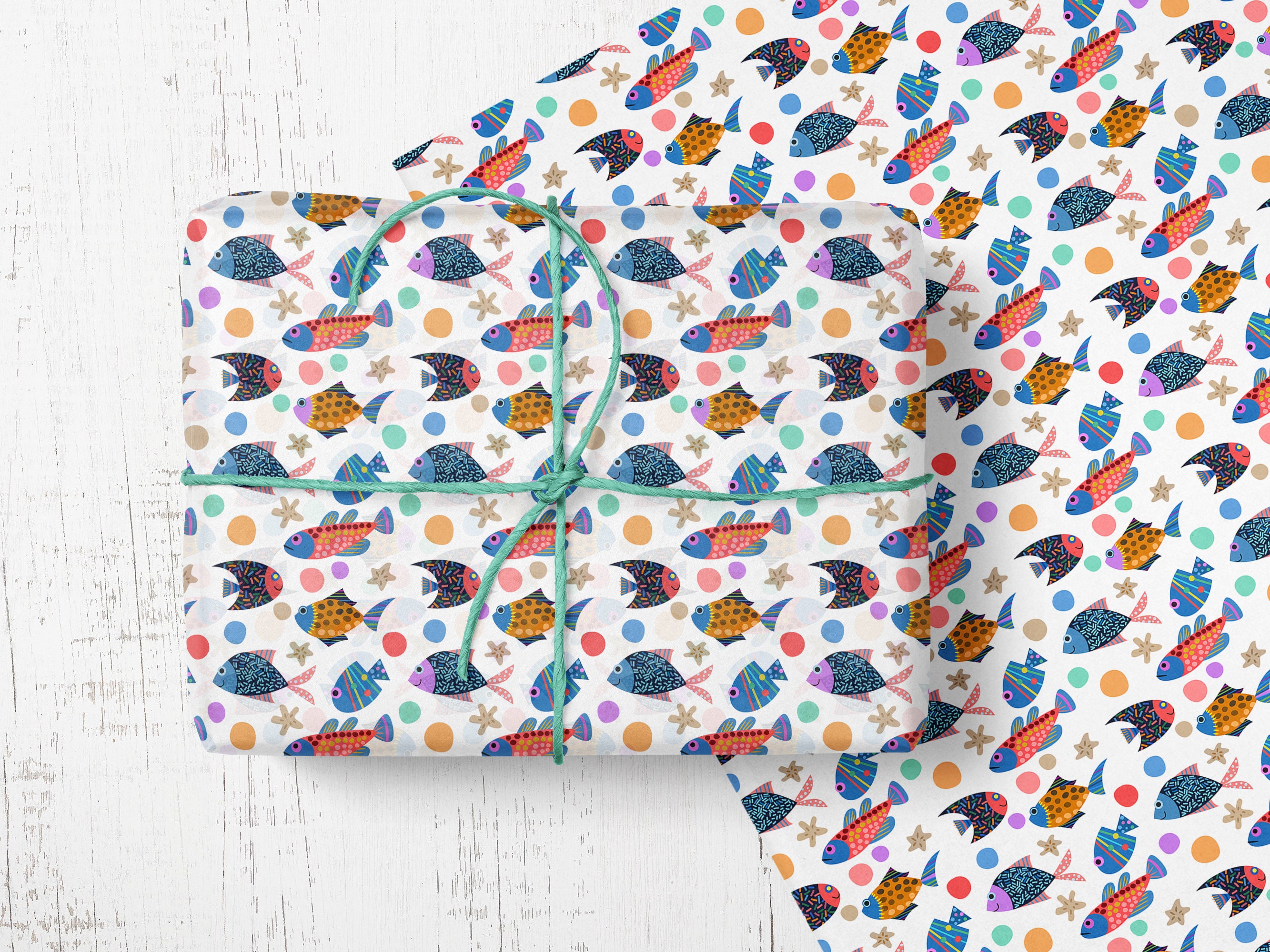 Fish Wrapping Paper Shoal Gift Wrap Paper Designer Gift Wrap Etsy