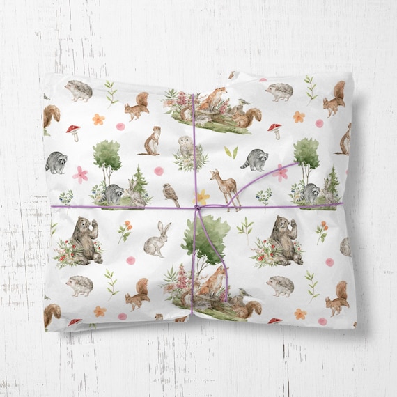 Woodland Wrapping Paper, Forest Gift Wrap, Animal Wrapping Paper