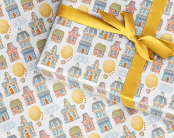 Watercolor Housewarming Gift Wrap, First Home Paper