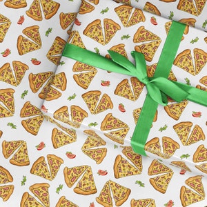 Pizza wrapping paper, pizza takeaway gift wrap, food pizza decopatch paper, fun comic wrapping paper, fast food wrapping paper