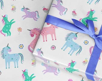Papel de regalo de unicornio: Papel de regalo infantil arcoíris