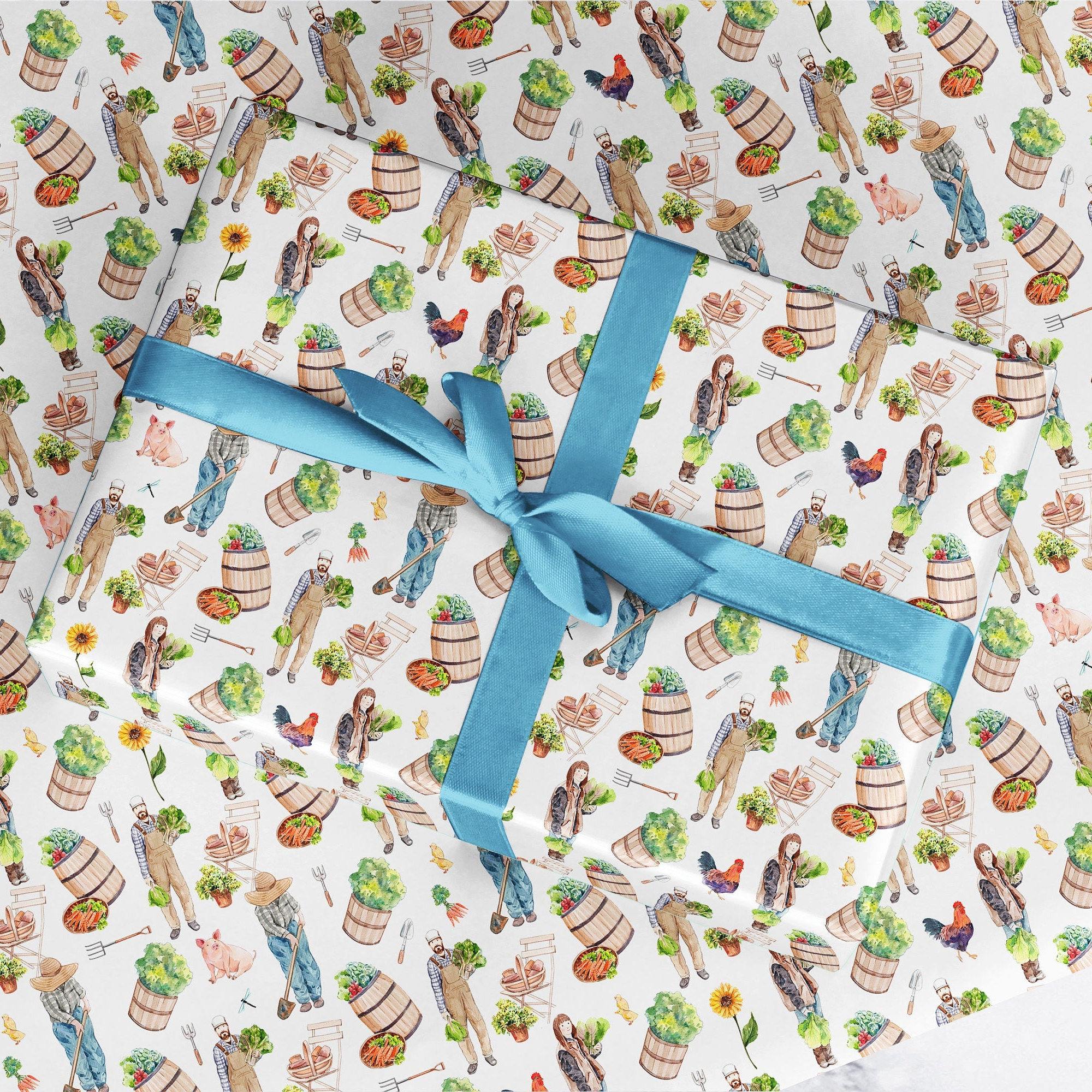 Farmer Wrapping Paper Vegetable Wrapping Paper Smallholding Etsy UK