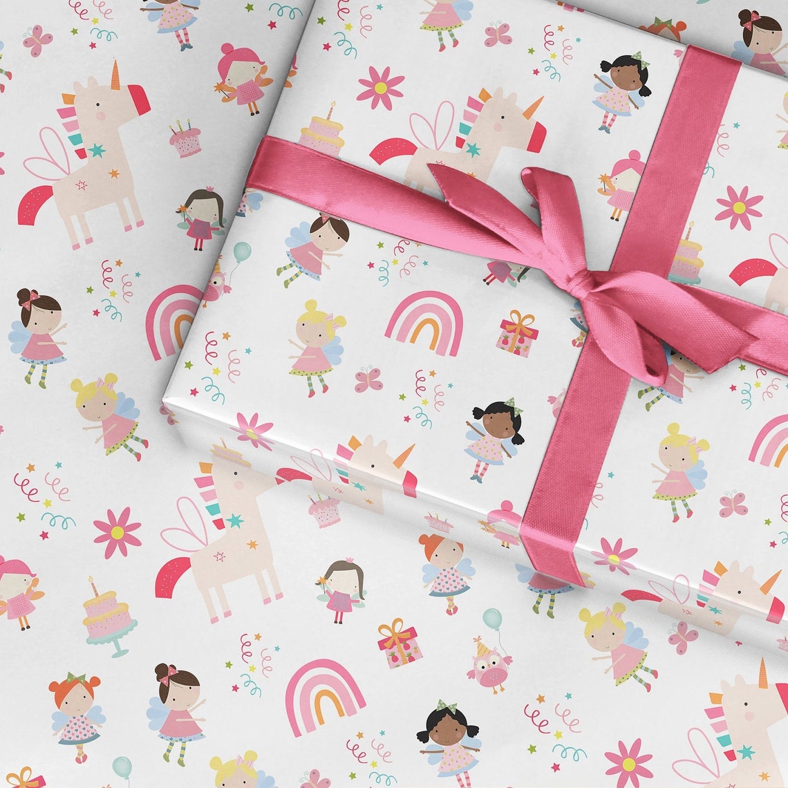 Fairy Pink Birthday Girl Wrapping Paper for Girls Birthday Etsy
