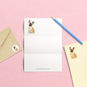 10x Set di scrittura bulldog francese con adesivi e buste, carta da scrittura avorio, lettera per cani, illustrazione ad acquerello da scrittura personalizzata