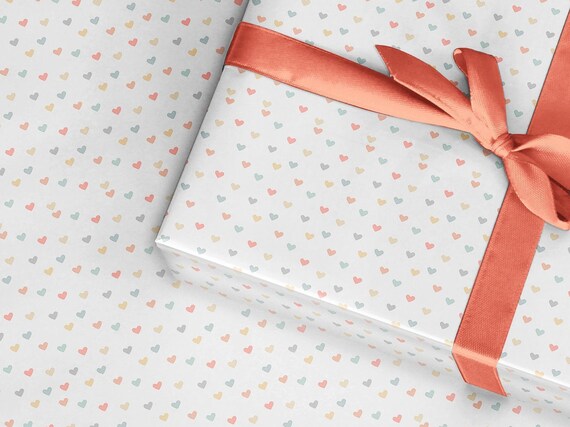 Pastel Heart Wrapping Paper, Valentine's Day Gift Wrap