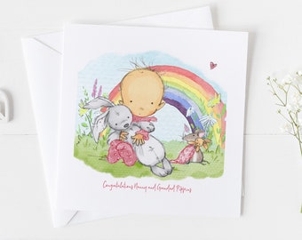 Personalised Rainbow Baby Card - New Baby Boy Girl Card, new baby wrapping paper, new baby gift wrap