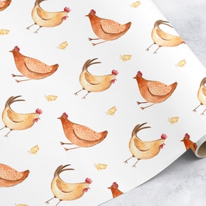 Rollo de papel de regalo, papel de gallina, animales de granja de Pascua