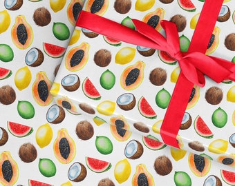 Fruit Wrapping paper, Coconut watermelon lime wrapping paper fun colourful paper,