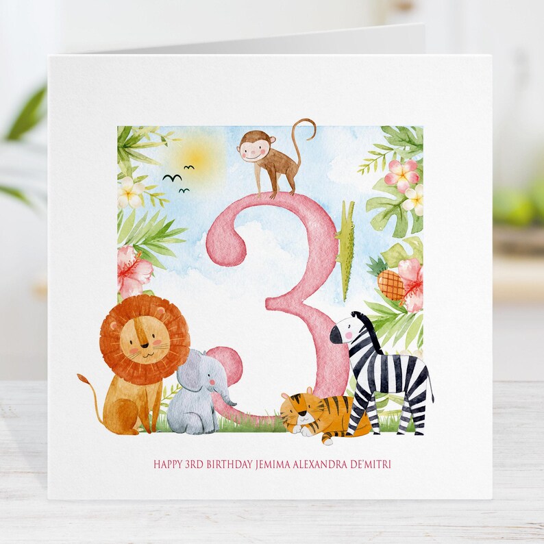 Safari 2nd Birthday Card: Personalized Kids Card