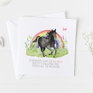Carte commémorative d'animal de compagnie de cheval. Cadeau commémoratif poney pour votre animal de compagnie v6