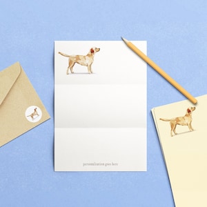 10x Labrador Writing Set con pegatinas y sobres, escritura de marfil de papel, juego de cartas para perros para mascotas, ilustración personalizada de la acuarela de escritura
