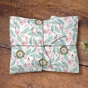 Carta da regalo natalizia Flamingo, carta da regalo natalizia divertente, carta da regalo di Natale, carta da regalo natalizia colorata, rivestimenti per cassetti originali