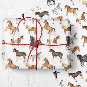 Horse wrapping paper, horse gift wrap, pony gift wrapping paper for, cute wrapping, equine gift, wrap your horse tack gift in horsey paper