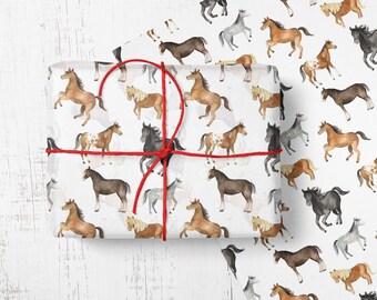 Papel de regalo de caballo, papel de regalo de caballo, papel de regalo de pony para, lindo envoltorio, regalo equino, envuelve tu regalo de tachuela de caballo en papel de caballo