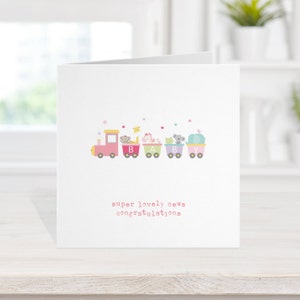 Tarjeta de niño/niña para niños, tarjeta nueva personalizada para abuelos, tarjeta de tren de cumpleaños para niños, linda tarjeta de 1er cumpleaños