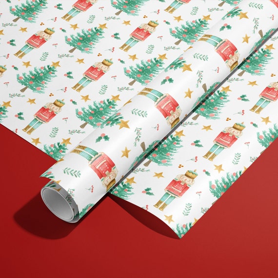 Roll Nutcracker Christmas Wrapping Paper Roll, Kids Christmas Wrapping Paper,  Soldier Ballerina Mouse King Drosselmeyer Clara Gift Wrap 