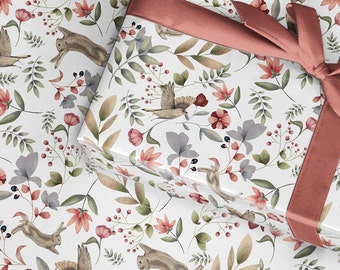 Hare Woodland wrapping paper, gift wrap, birthday wrapping paper, wrapping paper roll, wrapping paper for, pretty wrapping, wrapping+paper