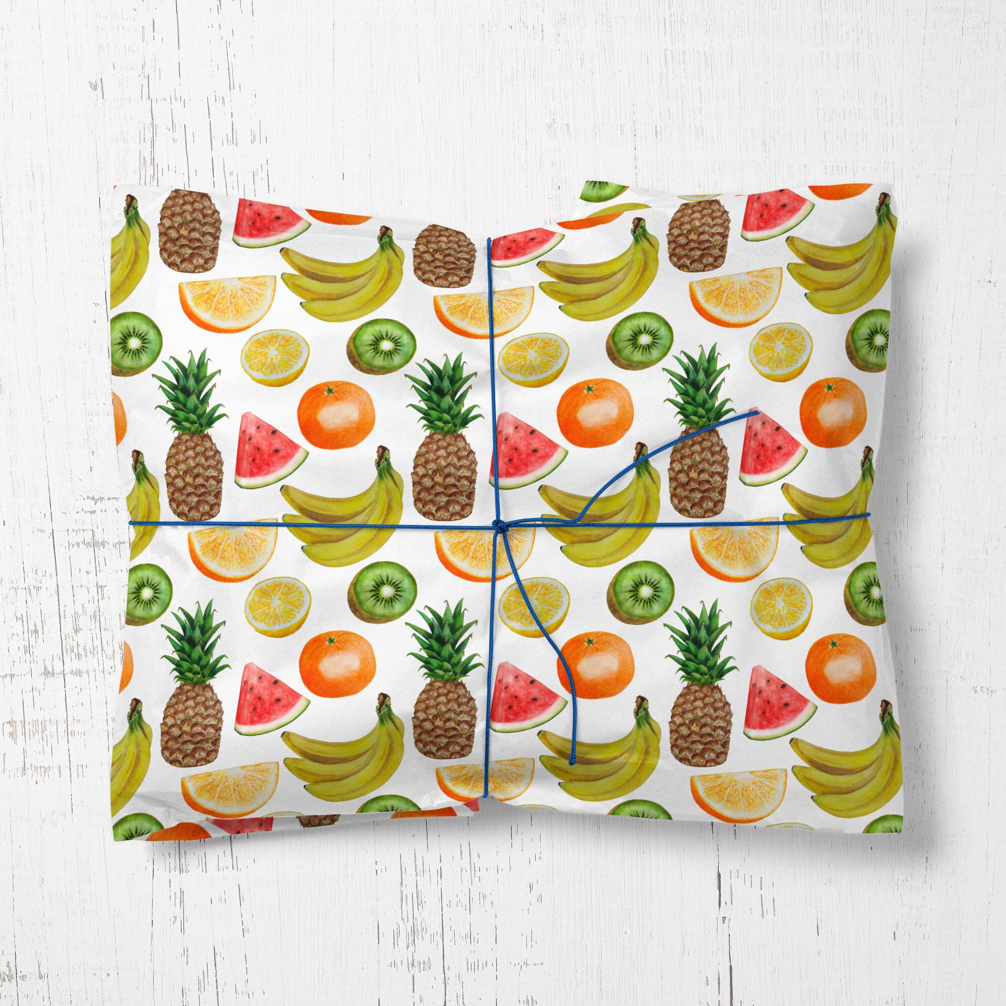 Fruit Wrapping paper, banana gift wrap paper,mixed fruit tropical fun