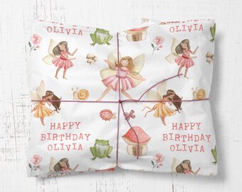 Personalized Fairy Birthday Wrapping Paper Roll