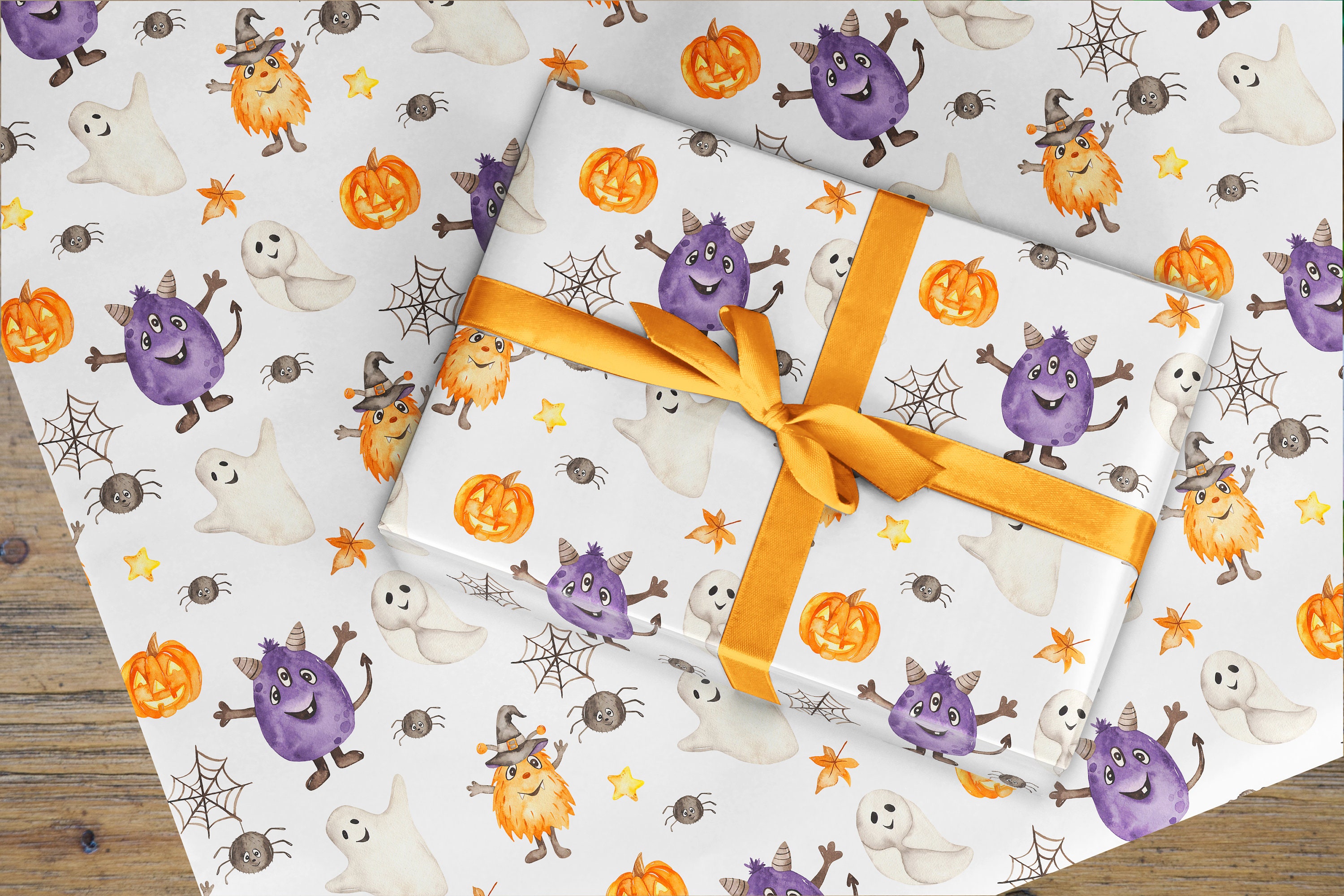 Wrapping Paper Roll,  Halloween ghost witch goth