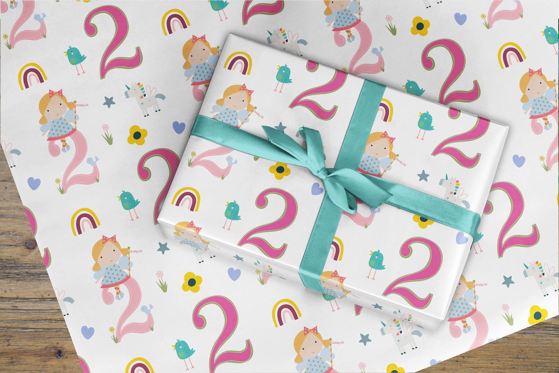 Kids Wrapping Paper Roll 2nd Birthday Wrapping Paper Roll Etsy UK