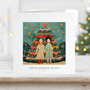 Carte de Noël lesbienne gay, père Noël Lgbtq + fierté, femme couple gay, ethnique asiatique, .L 5