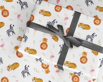 Safari Animals Wrapping Paper: Kids Birthday Gift Wrap