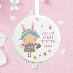 Décoration en céramique pour la 1ère pâques, première pâques de bébé, chasse aux œufs alternative fée lapin de Pâques, sans chocolat, nouveau bébé lapin, panier Eostre