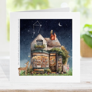 Carte d'anniversaire Balance, folklore de sorcière de boutique de fantaisie du zodiaque, carte wicca adulte de constellation (boutique de sortilège de magicien de dragon #b8)