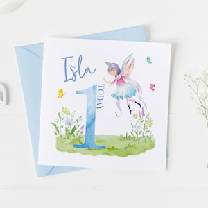 Carte de 1er anniversaire de fée, carte d’anniversaire personnalisée pour enfants fille, cartes de 1er anniversaire pour filles