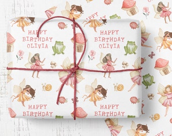 Personalized Fairy Birthday Wrapping Paper: Kids Name & Age