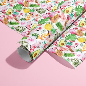 Rouleau de mètre de papier d'emballage tropical, feuille verte de plante de fromage de monstera de jungle d'ananas de perroquet de perroquet, nouvelle dame de cadeau de plante de maison
