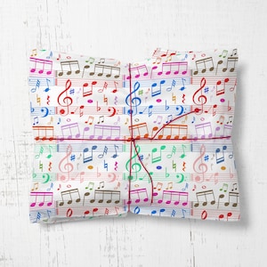 Papier cadeau musique, papier cadeau fête des pères, papier cadeau notes de musique pour papa homme v1