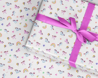 Wrapping paper unicorns and rainbow gift wrap
