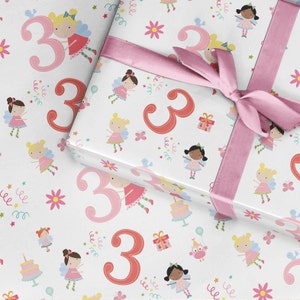 3.Geburtstag Geschenkpapier, Fee, Zahlenpapier, 3.Geburtstag Geschenkpapier, Fee, Zahlenpapier, Geschenkpapier für Kinder