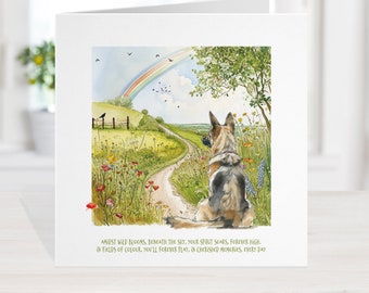 German Shepherd Dog Memorial Card, Rainbow bridge Pet loss card, animal bereavement card, sorry for your loss dog, put to sleep card,