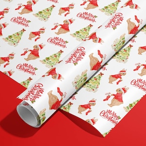 Rotolo di carta da regalo natalizia UK, carta da regalo a forma di coniglio natalizio, carta da regalo a forma di coniglio, regalo a forma di coniglio natalizio, carta da regalo di Natale per bambini