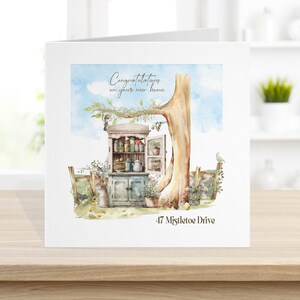 Nouvelle carte de maison, cadeaux de déménagement, champignon de maison de fée, félicitations nouvelle maison, bienvenue à la maison, pendaison de crémaillère du folklore des sorcières fantastiques #h2