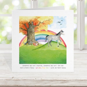 Sympathy Memorial Card Dapple Grey Horse Pony, Rainbow bridge Pet carte de deuil animal, désolé votre carte poney perte
