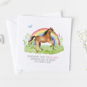 Carte commémorative pour animaux de compagnie de chevaux. Cadeau commémoratif poney pour votre animal de compagnie v6