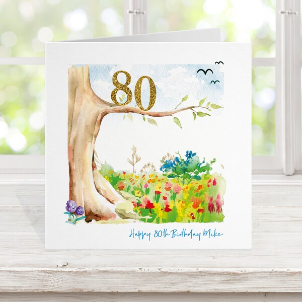 80th Birthday Card, Any age card, 90th 70th 60th 50th 40th 30th 100th birthday card