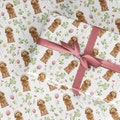 Cockapoo Wrapping Paper Roll: Watercolor Dog & Clover Design
