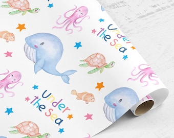 Under the Sea Birthday Wrapping Paper Roll: Kids Fun Gift Wrap
