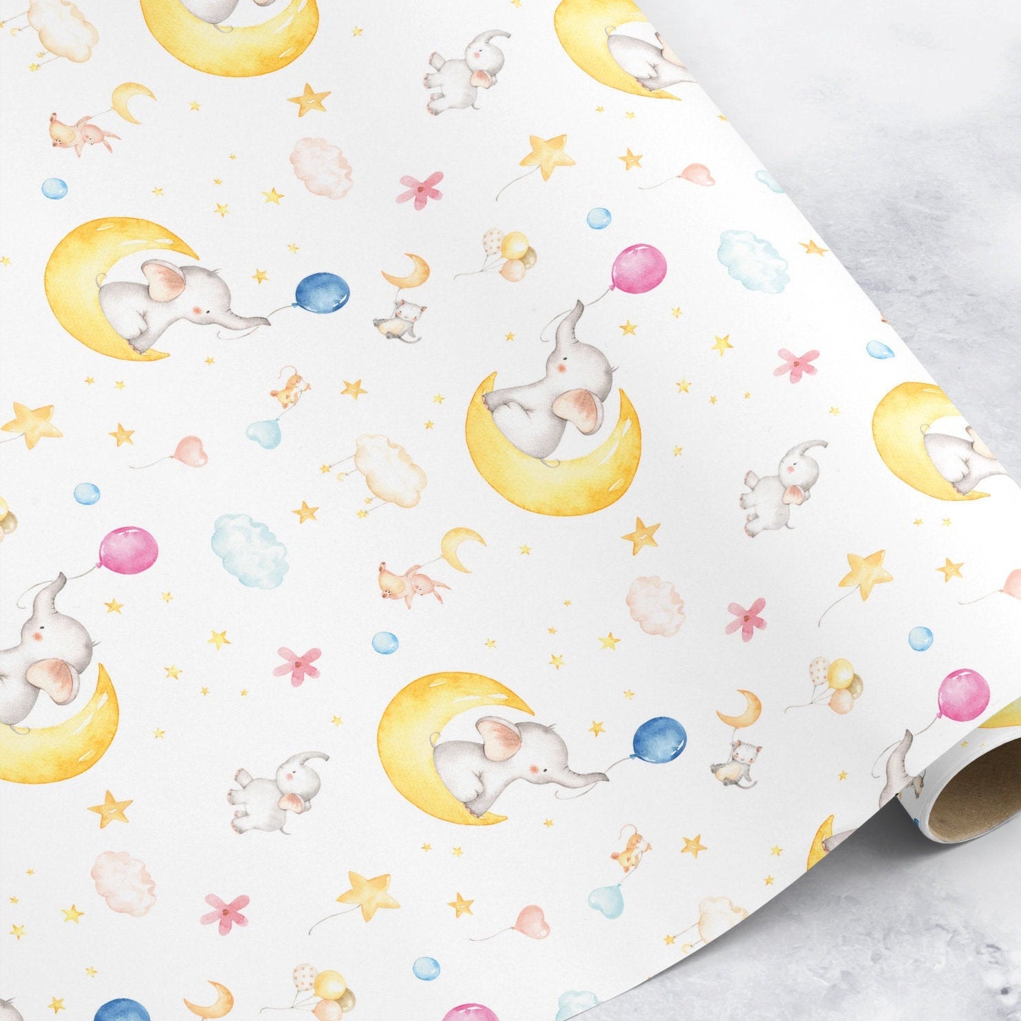 Kids 1st Birthday Wrapping Paper in Pink, 1st Birthday Baby Girl