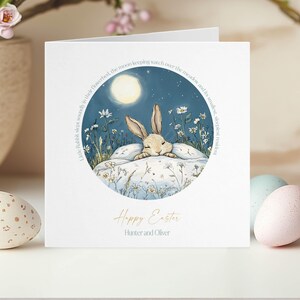 Osterkarte - Personalisierte Kaninchen Grußkarte, Osterhase Karte, Osterenkel, Eiersuche, Hase Aquarell - Story Karte Kapitel 8