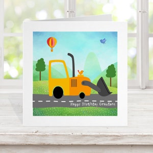 Digger verjaardagskaart, elke leeftijd leuke leuke kaart, 1e 2e 3e 4e 5e kleinzoon bouwvakkers 40e 50e pensioen, vrachtwagenchauffeur dumper